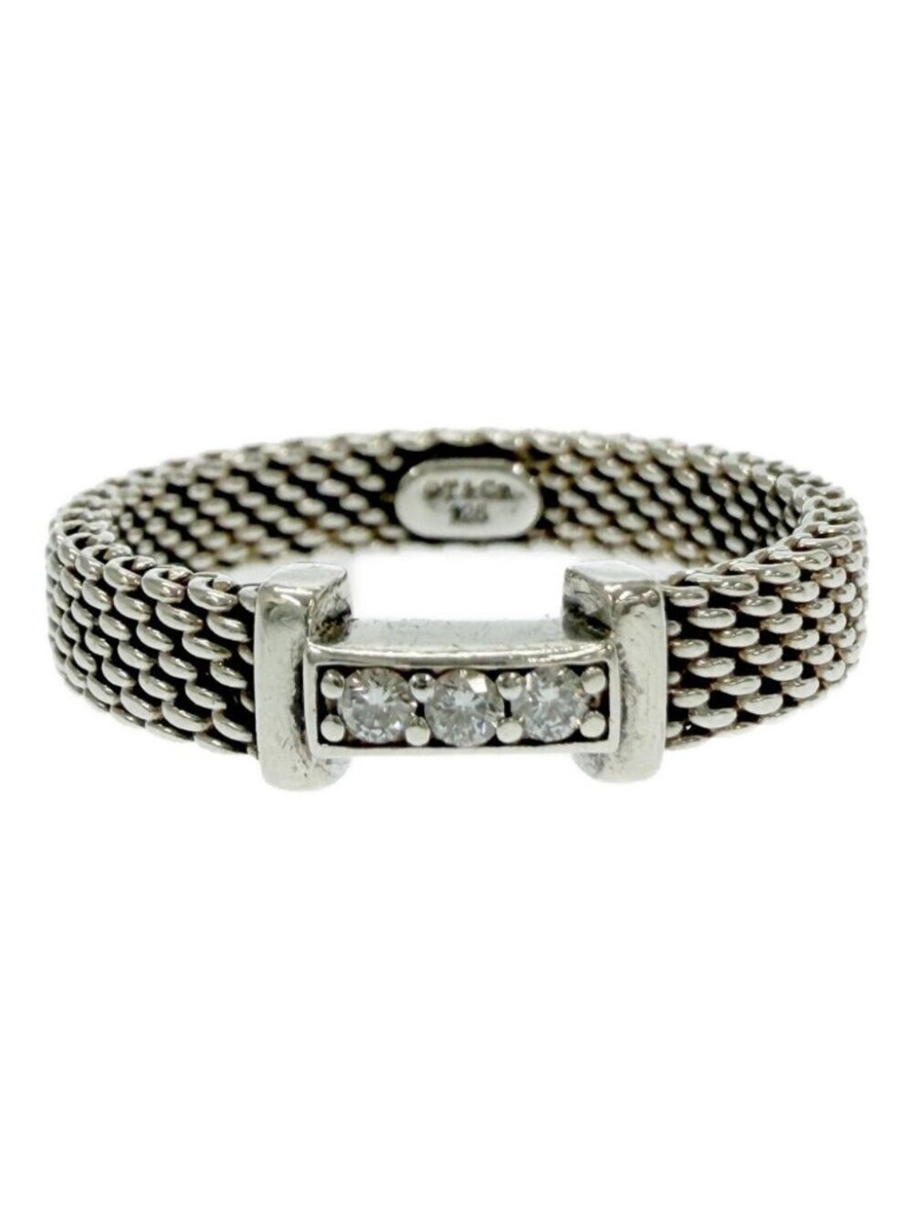 Tiffany & Co Silver Diamond Somerset Mesh Ring